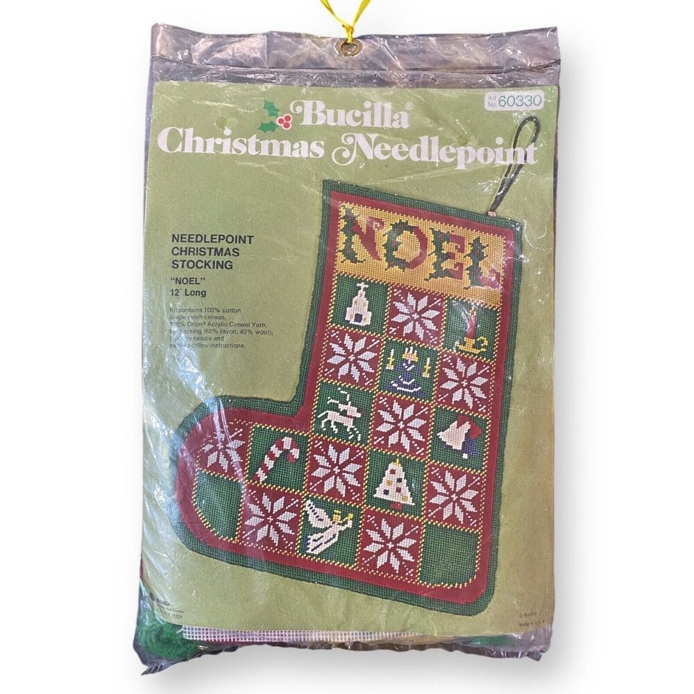 Bucilla Christmas Needlepoint Stocking Kit Noel Santa 60330 Vintage 12" Long - Picture 1 of 3